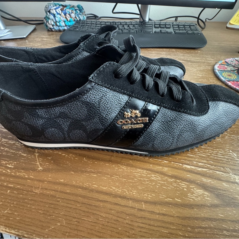 Coach Women's Black and Gray signature Sneakers